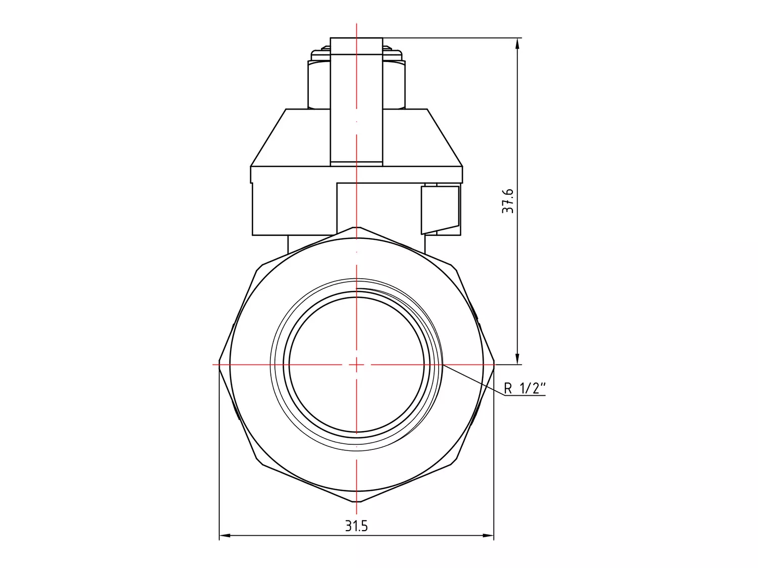 Кран шаровой прямой Valtec Base VT.227.N.04 (1/2ВРx1/2НР) с полусгоном и ручкой-бабочкой