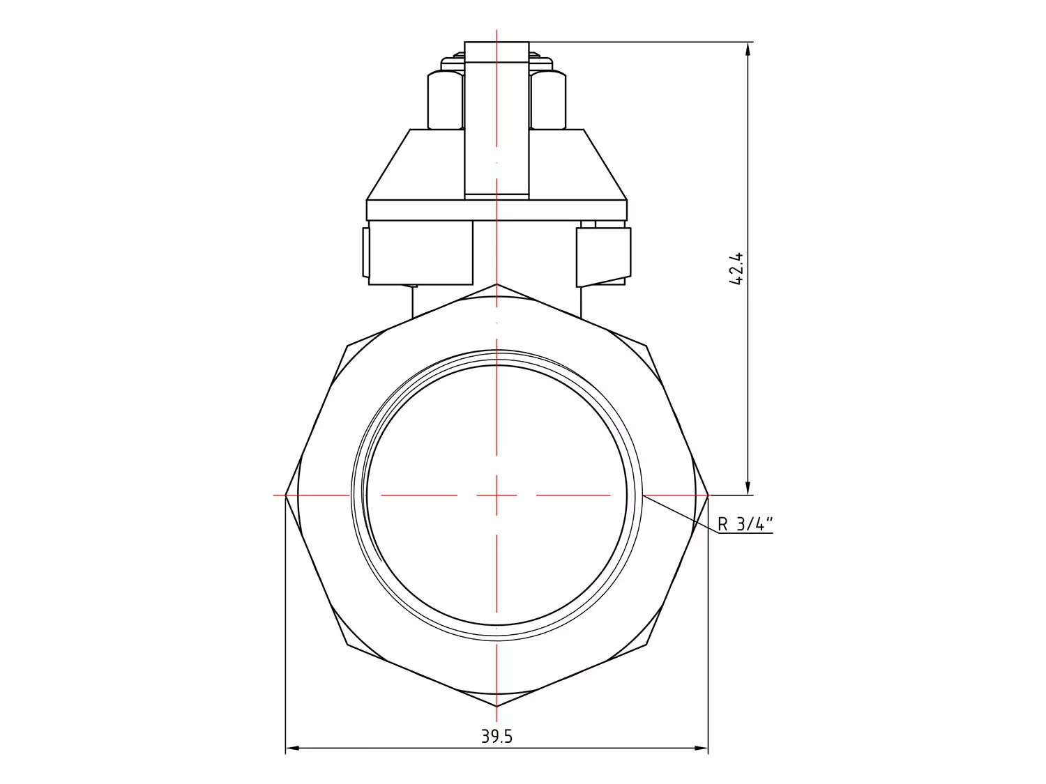Кран шаровой прямой Valtec Base VT.227.N.05 (3/4ВРx3/4НР) с полусгоном и ручкой-бабочкой