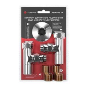 Комплект круглых вентилей: гайка-штуцер 3/4х1/2, эксцентрик, отражатель - по 2 шт.