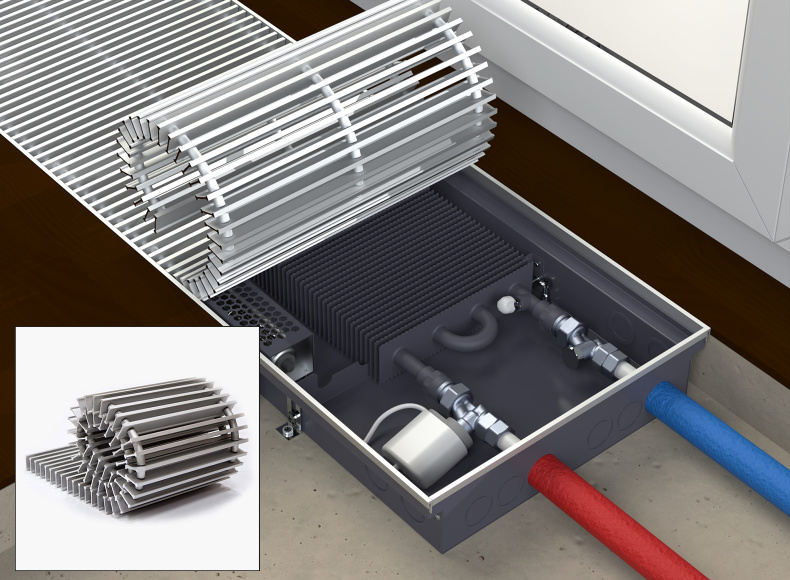 Конвектор внутрипольный HELIOS THERM LIGHT AIR (CIAA) с вентилятором