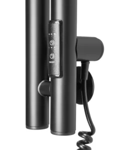 Полотенцесушитель электрический Ростела Мини 2 1800 мм. высотой, черный матовый, 2 крючка