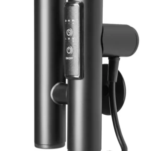 Полотенцесушитель электрический Ростела Мини 2 1800 мм. высотой, черный матовый, 2 крючка