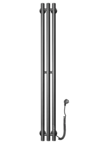 Полотенцесушитель электрический Ростела Мини 3-1200 мм. высотой, черный матовый, 3 крючка