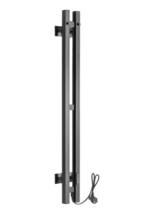 Полотенцесушитель электрический Ростела Слим 2 - 1500 мм высотой, 2 крючка, черный матовый