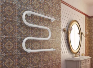 Полотенцесушитель Терминус Эконом М-образный с полкой AISI 32x2 500x500 с 4 перекладинами белый глянцевый RAL 9016 (заводская покраска) (водяной) боковое подключение