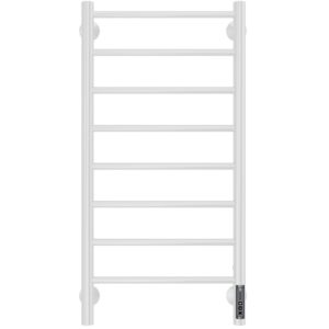 Полотенцесушитель Терминус Электрик Аврора (quick touch) П8 400x850 с 8 перекладинами белый матовый RAL 9003 (заводская покраска) (электрический, с греющим кабелем, диммер справа)