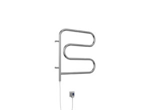 Полотенцесушитель Терминус Электрик F-образный поворотный 600x600 с 4 перекладинами хромированный (электрический, с греющим кабелем, диммер справа)