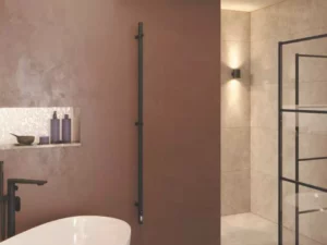 Полотенцесушитель Терминус Электрик VEM Стойка UNO (КРУГ) 1600x32 черный (электрический, с греющим кабелем, диммер справа)