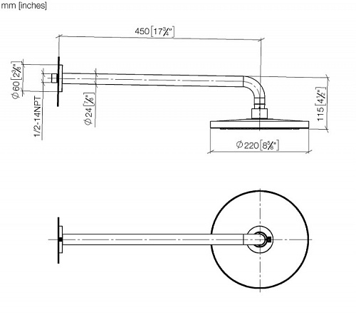 Верхний душ, Dornbracht, Series specific, 220*220, цвет-черный матовый