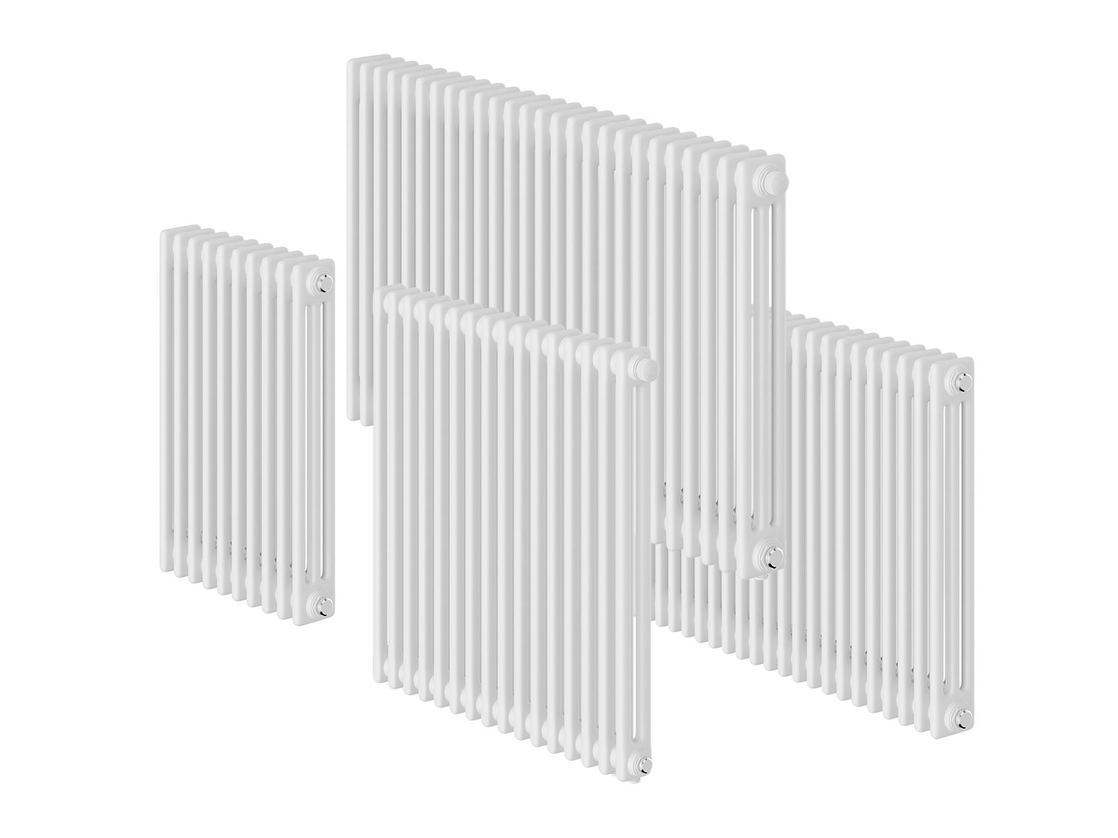 Трубчатый радиатор Royal Thermo Insignia VC3050.10.9016 трехтрубный, 500 мм высотой, 470 мм длиной, 10 секций, нижнее подключение с вентилем, белый (RAL 9016)