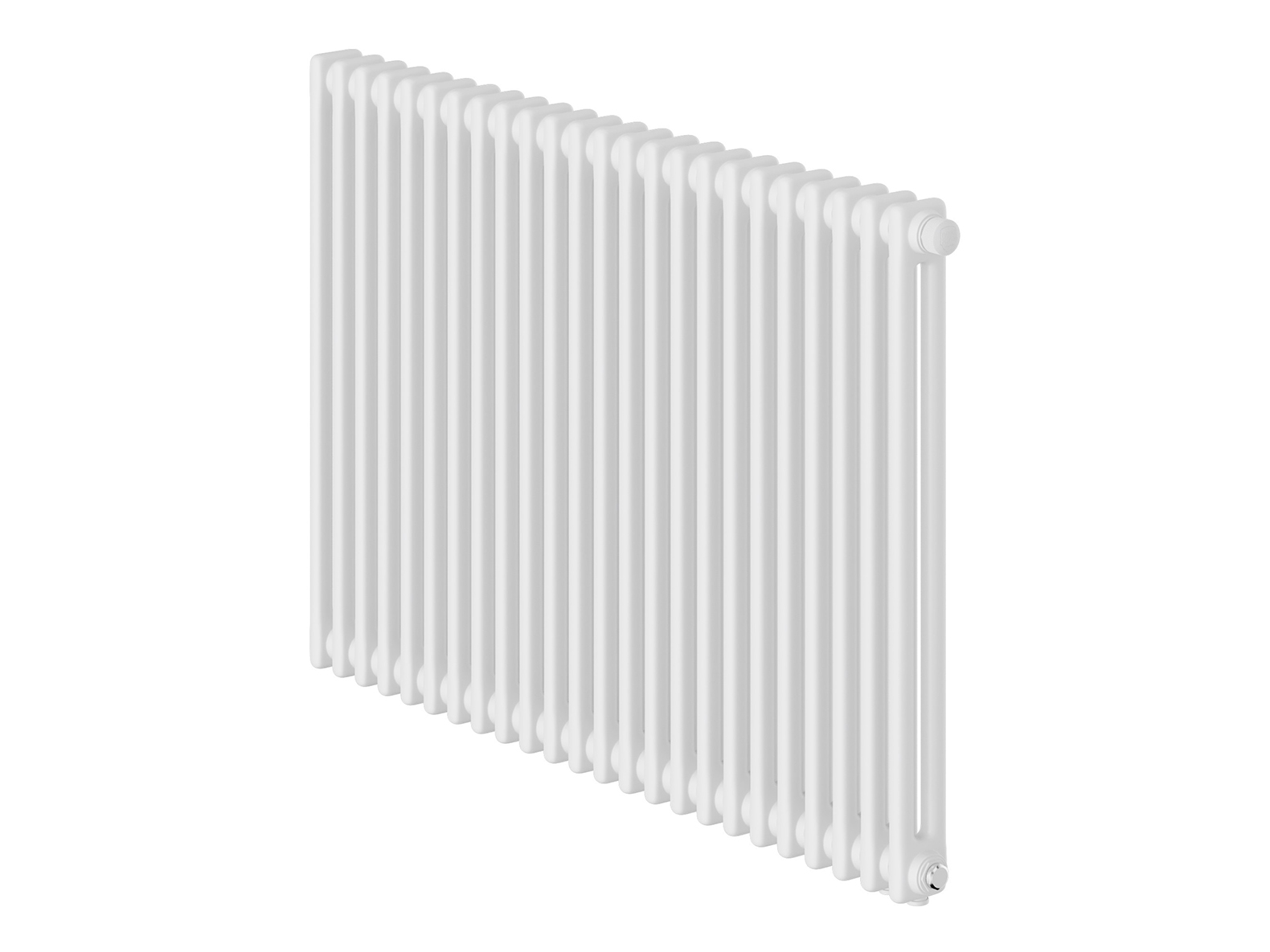 Трубчатый радиатор Royal Thermo Insignia VC3050.10.9016 трехтрубный, 500 мм высотой, 470 мм длиной, 10 секций, нижнее подключение с вентилем, белый (RAL 9016)
