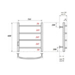 Полотенцесушитель электрический Point Афина PN04756B П4 500×600 диммер слева, черный