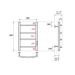 Полотенцесушитель электрический Point Афина PN04846 П4 400×600 диммер справа, хром