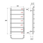 Полотенцесушитель электрический Point Виктория PN06858 П6 500×800 диммер справа, хром