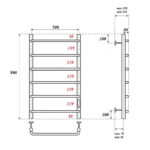 Полотенцесушитель электрический Point Ника PN08858 П6 500×800 диммер справа, хром