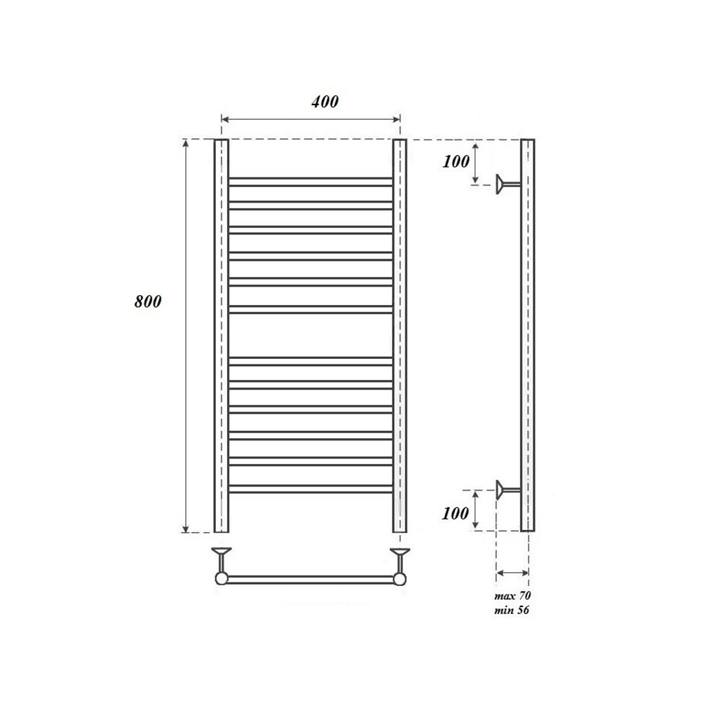 Полотенцесушитель электрический Point Аврора PN10148SE П12 400×800 левый/правый, хром