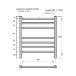 Полотенцесушитель электрический Point Веста PN70756B П7 500×600, диммер слева, черный