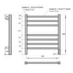 Полотенцесушитель электрический Point Вега PN71856 П7 500×600, диммер справа, хром