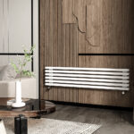 Стальной горизонтальный радиатор отопления Warmmet Luxe 60H ширина 1250 мм секций 8 цвет черный тип подключения: нижнее левое