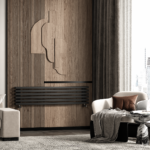 Стальной горизонтальный радиатор отопления Warmmet Luxe 60H ширина 1250 мм секций 8 цвет черный тип подключения: нижнее левое