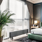 Стальной напольный радиатор отопления Warmmet Luxe 60HN ширина 1000 мм секций 8 цвет черный тип подключения: нижнее правое