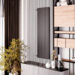 Стальной вертикальный радиатор отопления Warmmet Flat 60V длина 1250 мм секций 5 цвет белый  тип подключения: нижнее правое