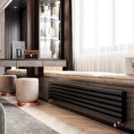 Стальной горизонтальный радиатор отопления Warmmet Luxe 60H ширина 1250 мм секций 8 цвет черный тип подключения: нижнее левое