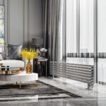 Стальной напольный радиатор отопления Warmmet Luxe 60HN ширина 1000 мм секций 8 цвет черный тип подключения: нижнее правое
