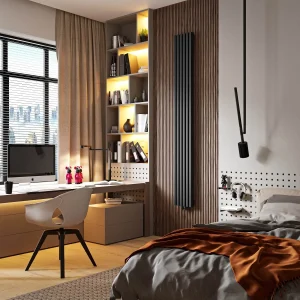 Трубчатый радиатор DraftMetall Милан 30х60 высотой 1800 мм., 4 секции, вертикальный, 180 мм. шириной, нижнее прав. подключение, черный цвет