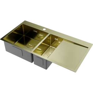 кухонная мойка - Omoikiri Akisame 100-2-L-LG нерж. сталь/светлое золото