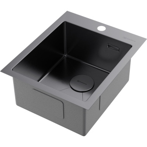 кухонная мойка - Omoikiri Akisame 41-GM нерж. сталь/вороненая сталь