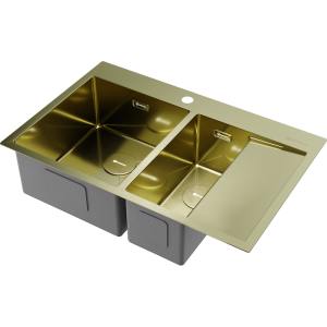 кухонная мойка - Omoikiri Akisame 78-2-L-LG нерж. сталь/светлое золото
