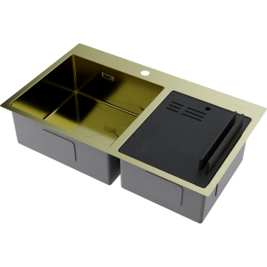 кухонная мойка - Omoikiri Akisame 86-2 Side-LG нерж. сталь/светлое золото