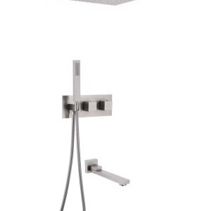 Душевая система ABBER Daheim AF8254SP скрытого монтажа с изливом, термостат, сатин