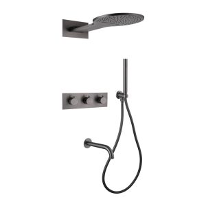 Душевая система ABBER Wasser Kreis AF8150NG скрытого монтажа с изливом, термостат, никель