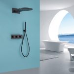 Душевая система ABBER Wasser Kreis AF8151B скрытого монтажа без излива, термостат, черный матовый