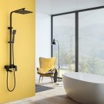 Душевая стойка ABBER Daheim AF8216BL с изливом, черный матовый