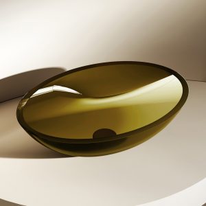 Раковина накладная прозрачная ABBER Kristall AT2802Vesuvian оливковая