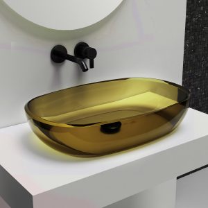 Раковина накладная прозрачная ABBER Kristall AT2805Vesuvian оливковая