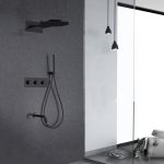 Душевая система ABBER Wasser Kreis AF8150B скрытого монтажа с изливом, термостат, черная матовая