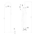 Смеситель ABBER Wasser Kreis AF8115B напольный для ванны, черный матовый
