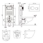 Комплект ABBER унитаз AC1100 белый с инсталляцией AC0105 и кнопкой AC0120 хром, биде AC1150 с инсталляцией AC0101P