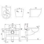 Комплект ABBER унитаз AC1100 белый с инсталляцией AC0105 и кнопкой AC0121 хром, биде AC1150 с инсталляцией AC0101P