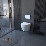 Комплект ABBER унитаз AC1100 белый с инсталляцией AC0105 и кнопкой AC0121 хром, биде AC1150 с инсталляцией AC0101P
