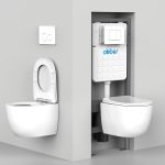 Комплект подвесной унитаз ABBER Bequem AC1100T белый с инсталляцией AC0105 и кнопкой AC0121MMG золото матовое