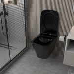 Комплект подвесной унитаз ABBER Rechteck AC1201MB черный матовый с инсталляцией AC0105 и кнопкой AC0120MB черный матовый