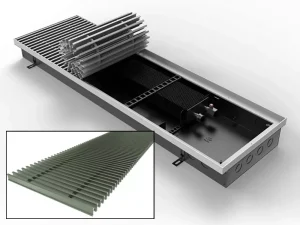 Конвектор внутрипольный Vitron ВК.MAX.90.260.1000.2ТГ.БВ.РП(О/Р).ААБ в коробе из оцинкованной стали, без вентилятора, с алюминиевой решеткой бронзового цвета (шаг решетки 10 мм)