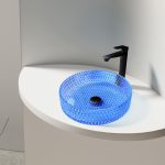 Раковина накладная стеклянная ABBER Glas AK2301DB синяя