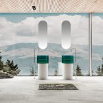 Раковина отдельностоящая прозрачная ABBER Kristall AT2701White-Aquamarin-H белый/бирюзовый