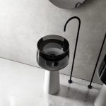 Раковина отдельностоящая прозрачная ABBER Kristall AT2706White-Onyx белый/черный